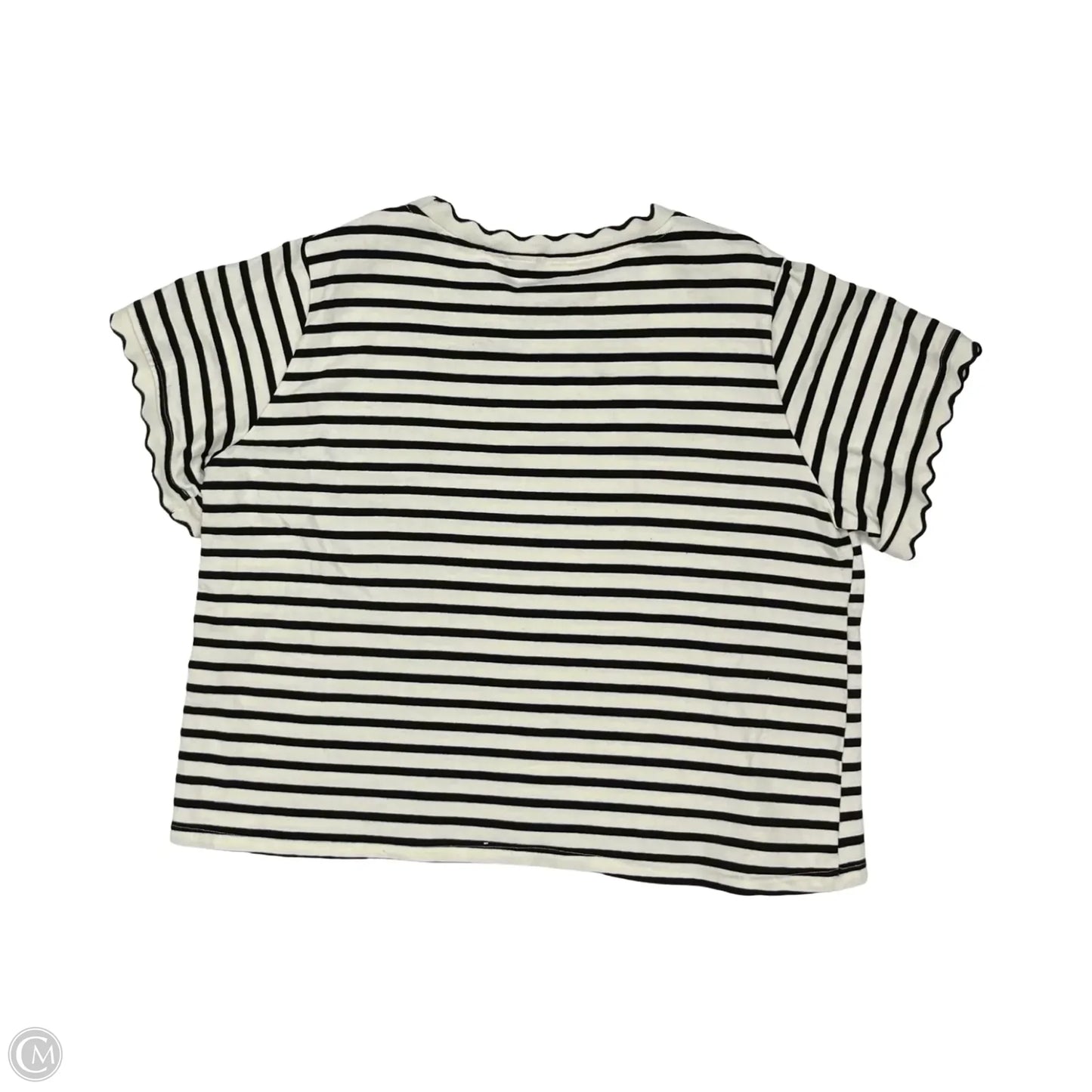 Top Short Sleeve By Polagram In Black & Cream, Size: 3x