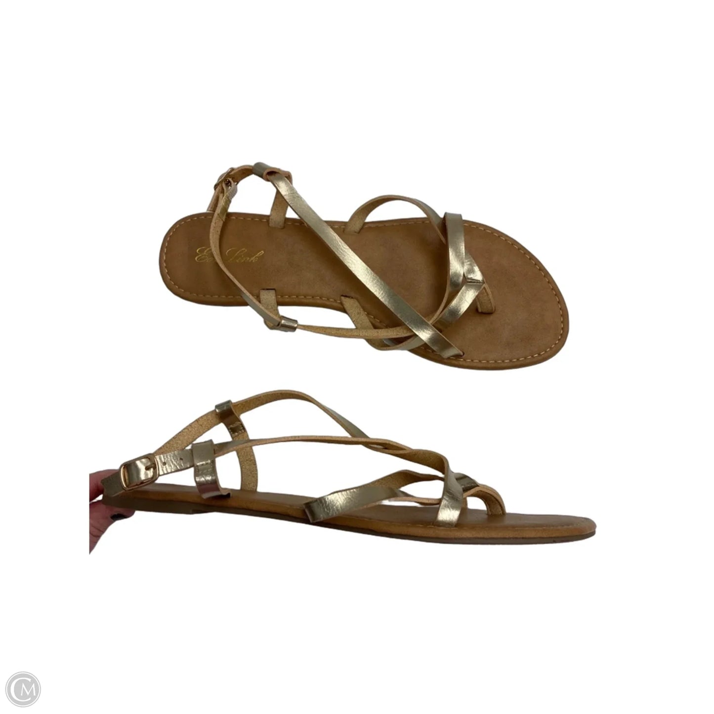 Sandals Flats By Clothes Mentor In Gold, Size: 9.5