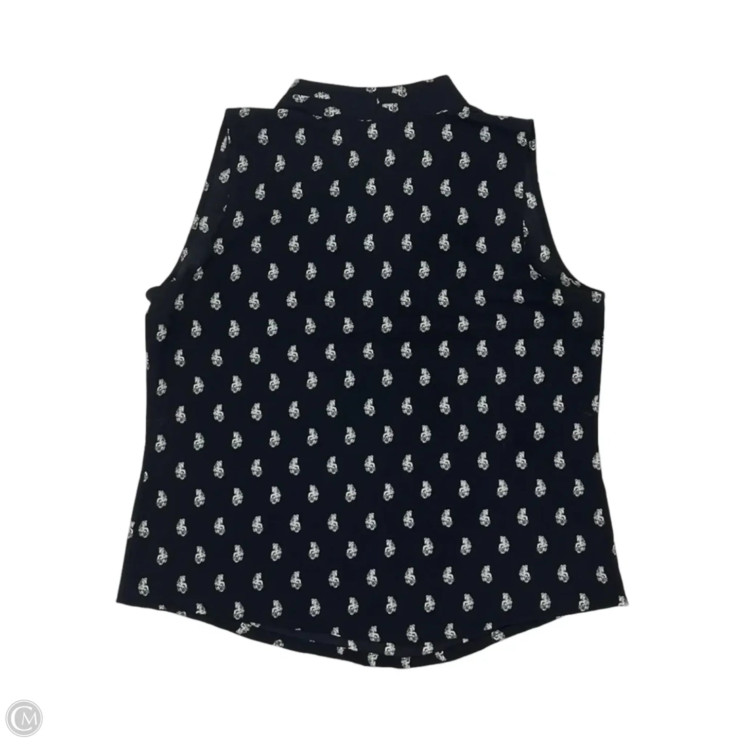 Blouse Sleeveless By Cabi In Blue & White, Size: M
