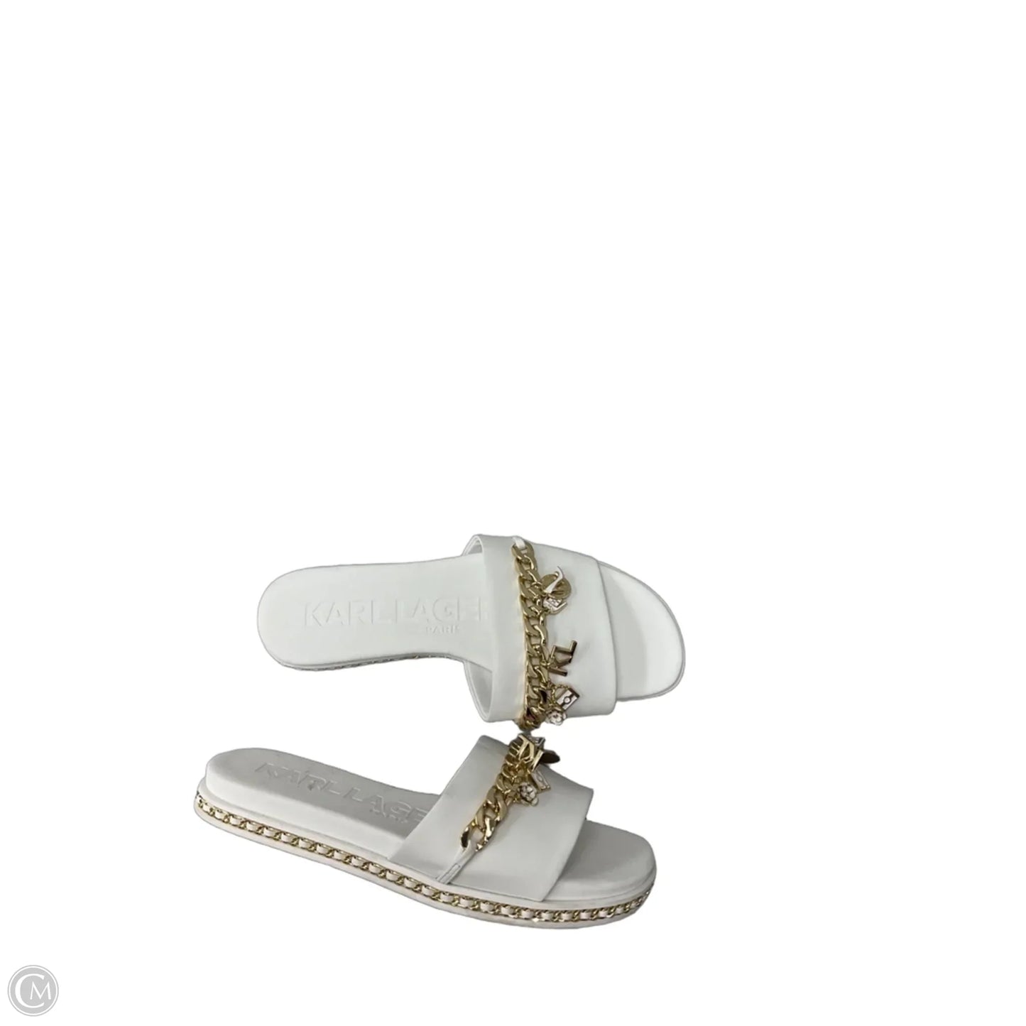 Sandals Designer By Karl Lagerfeld In White, Size: 7