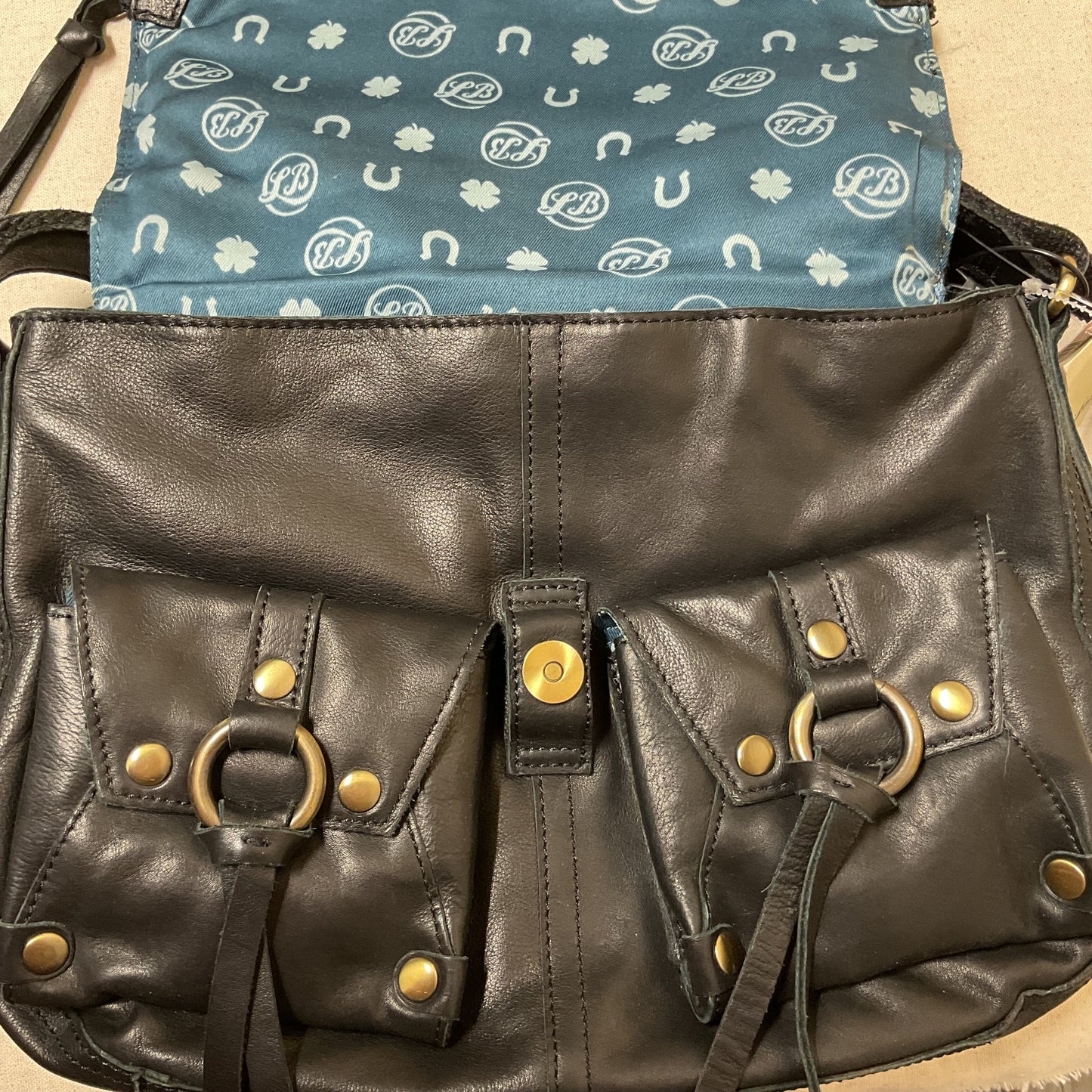 Handbag Leather By Lucky Brand In Black, Size:Medium