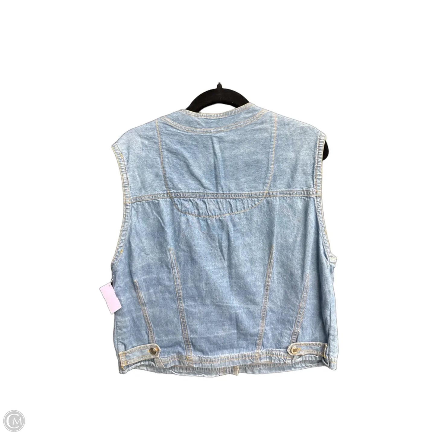 Blouse Sleeveless By Restricted In Blue Denim, Size: L