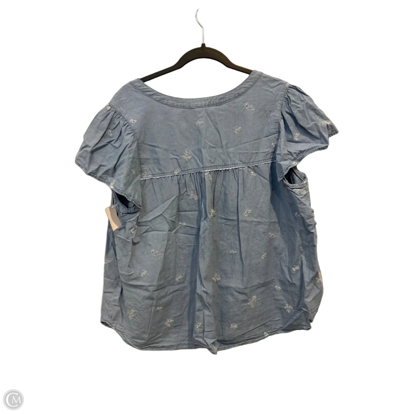 Blouse Sleeveless By Jane And Delancey In Blue & White, Size: 2x