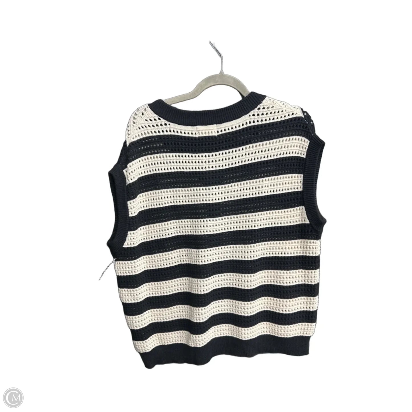 Sweater Short Sleeve By Universal Thread In Black & Cream, Size: M