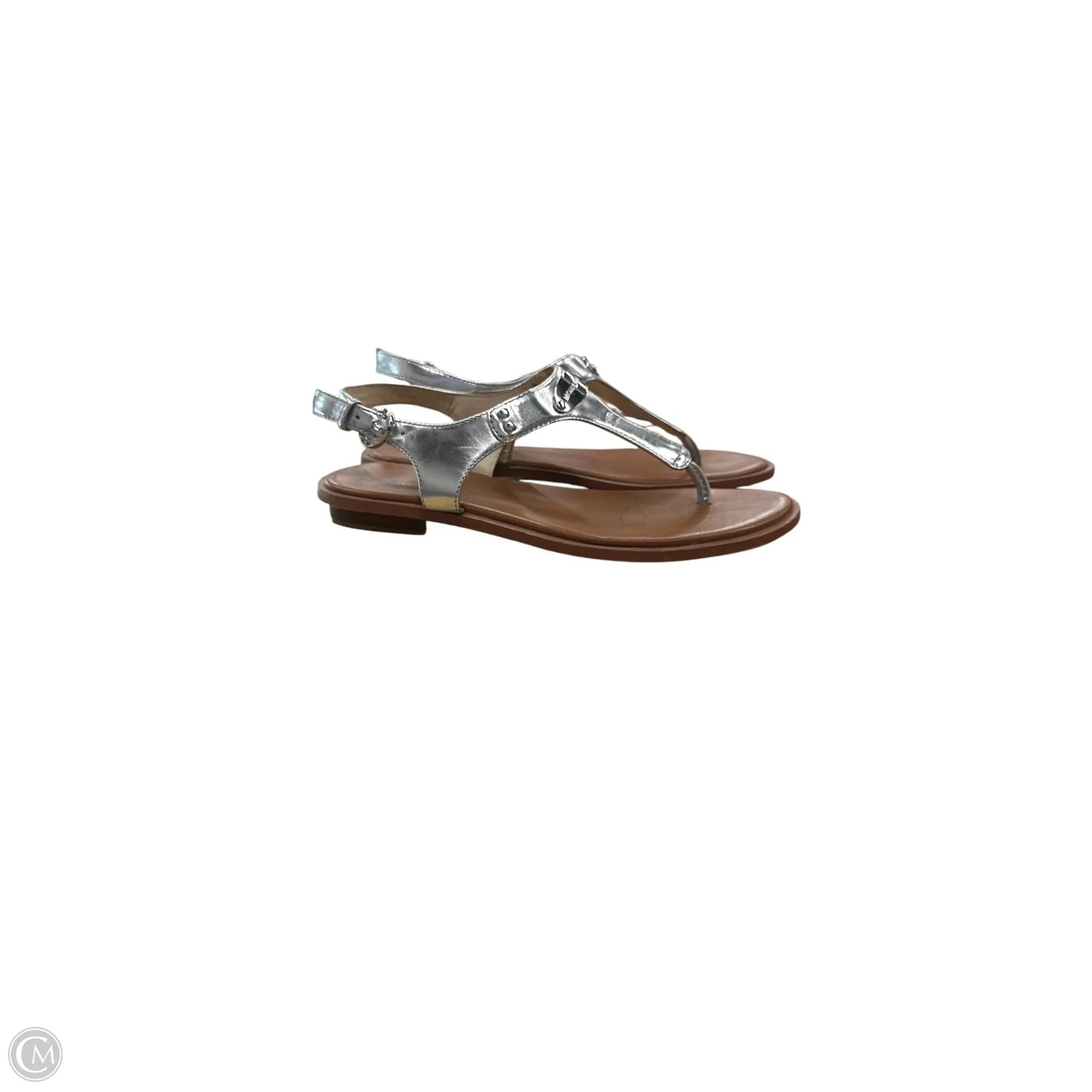 Sandals Designer By Michael Kors In Silver, Size: 7