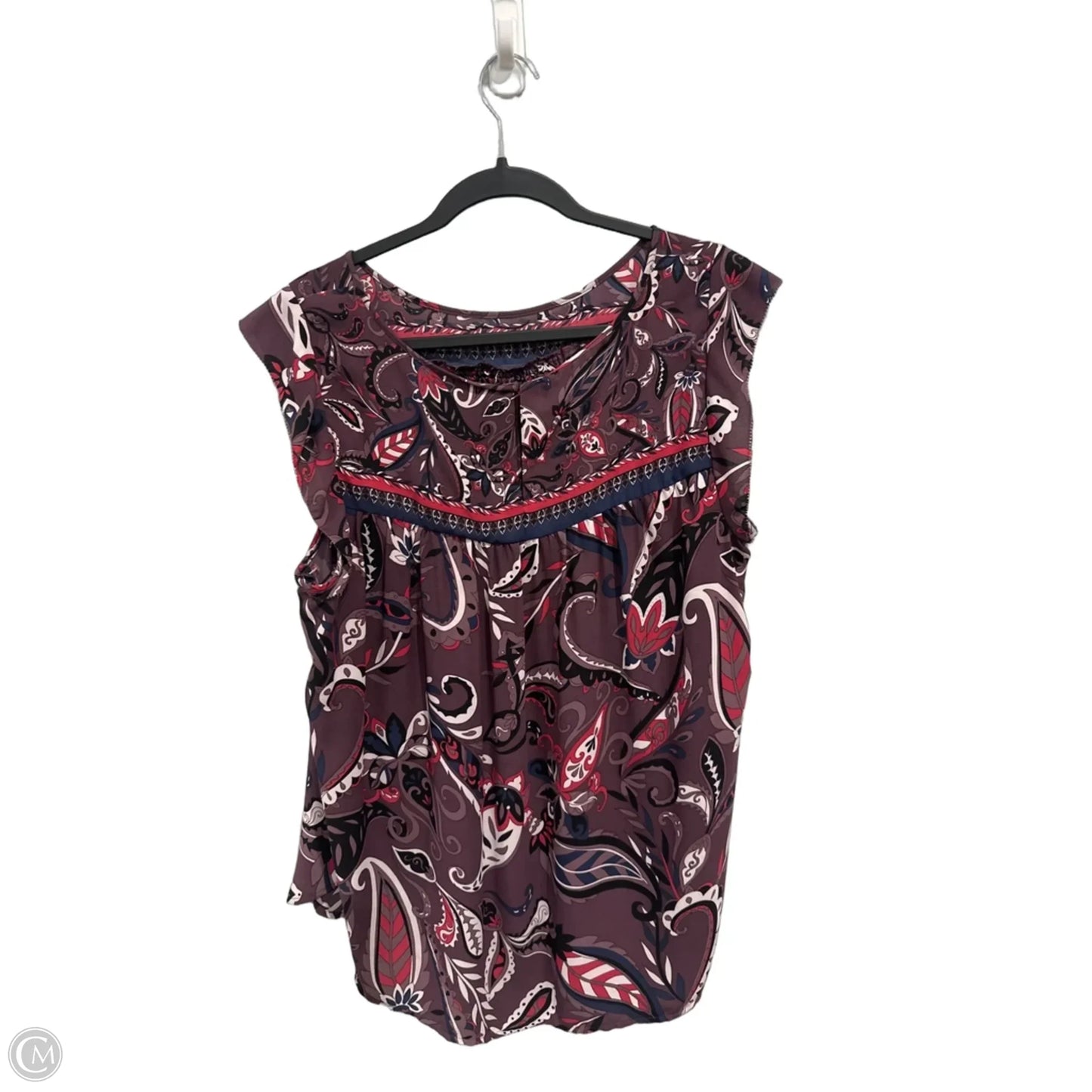 Top Sleeveless By Loft In Purple & White, Size: 2x