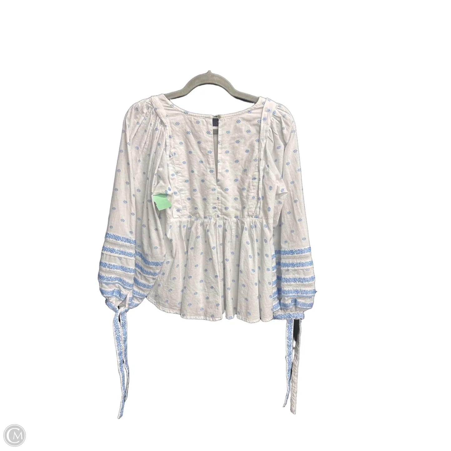 Top Long Sleeve By Ella Moss In Blue & White, Size: S