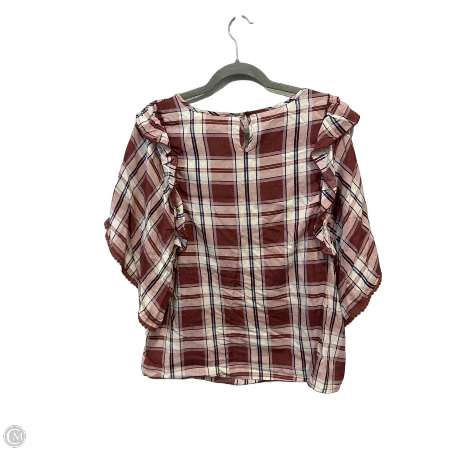 Top Short Sleeve By Entro In Plaid Pattern, Size: M