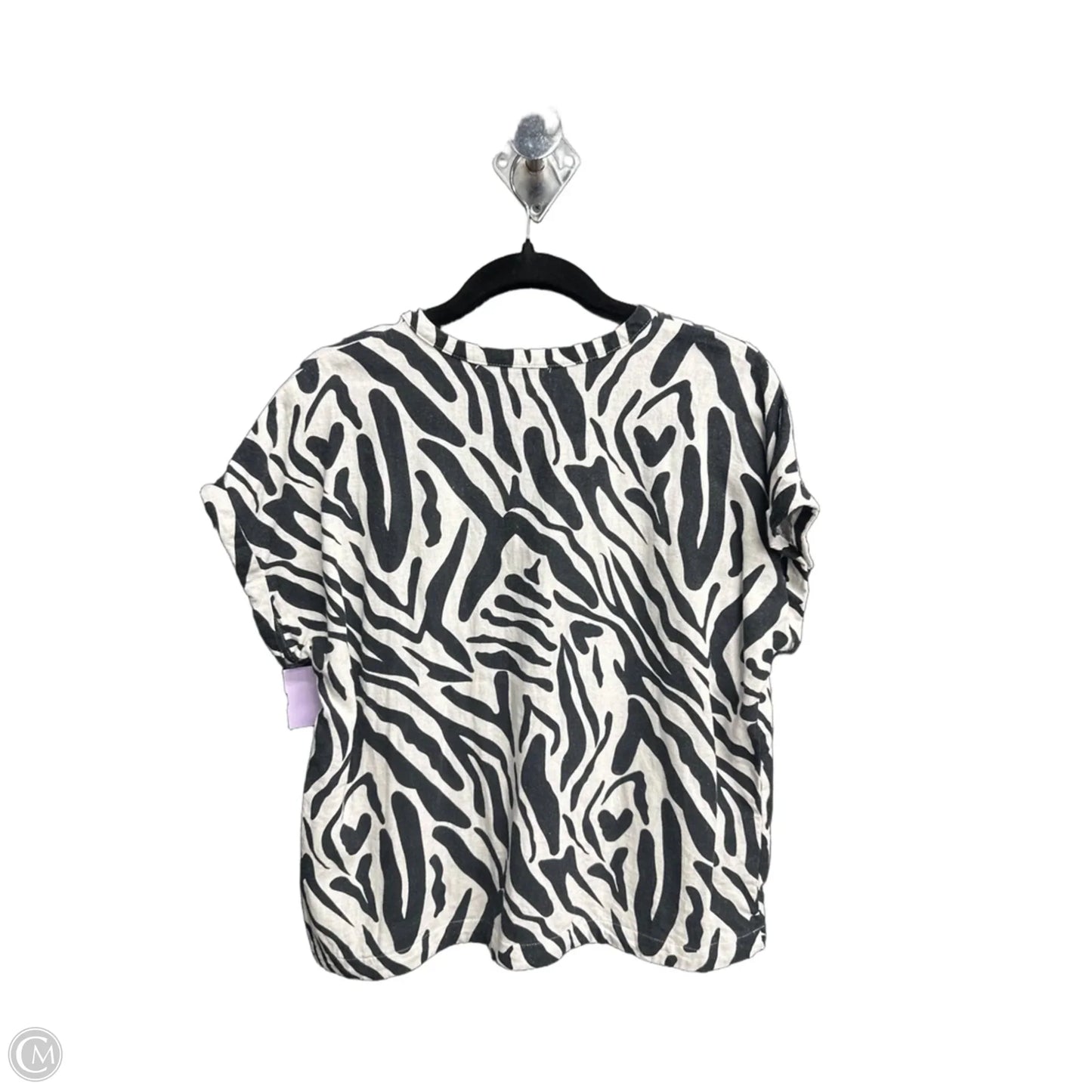 Blouse Short Sleeve By Calligraphie In Zebra Print, Size: M