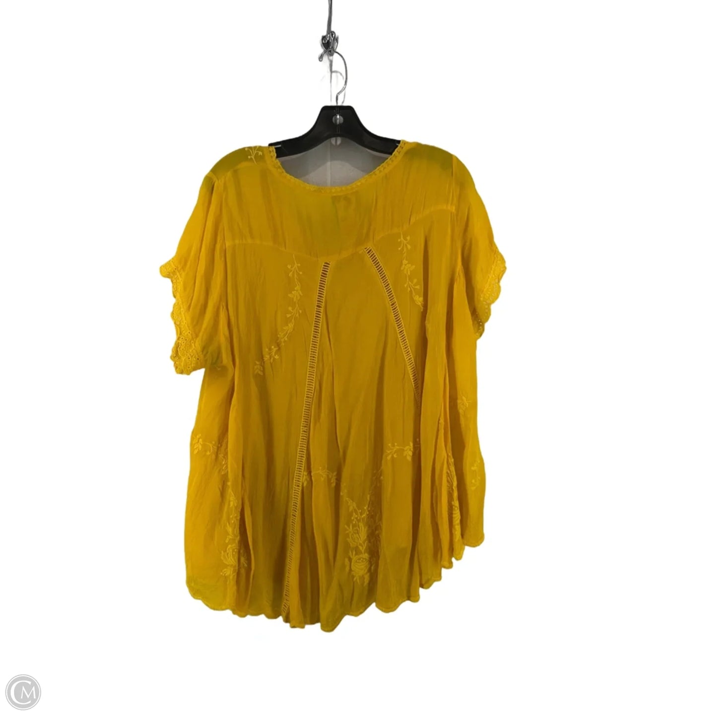 Top Short Sleeve By Johnny Was In Yellow, Size: Xl