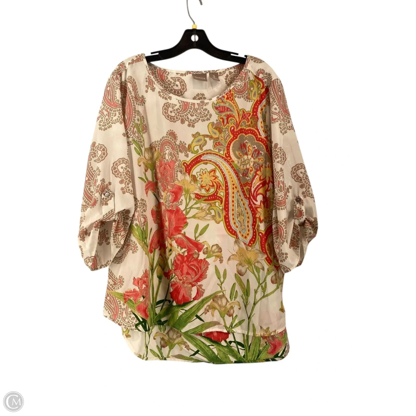 Top Long Sleeve By Chicos In Multi-colored