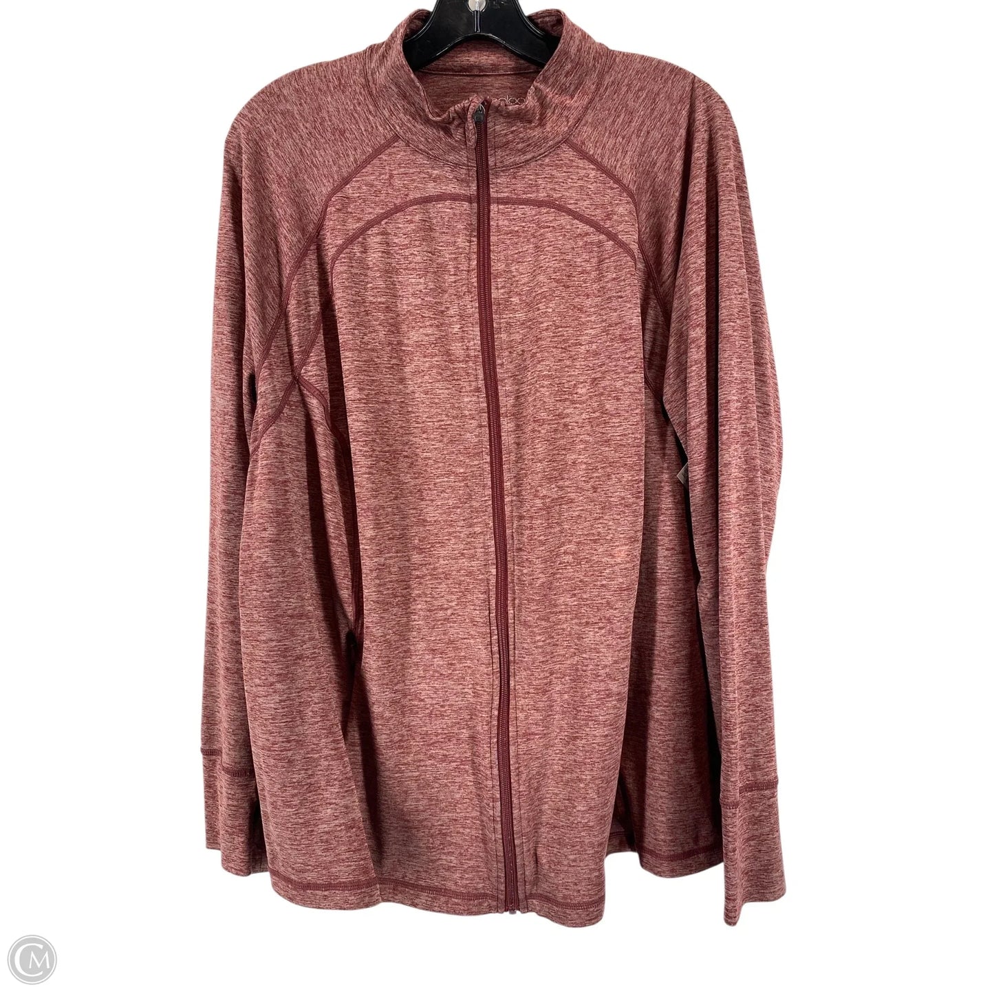 Athletic Top Long Sleeve Collar By Ideology In Maroon, Size: 3x