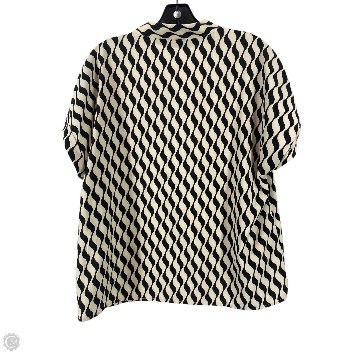 Top Short Sleeve By Shein In Black & Cream, Size: L