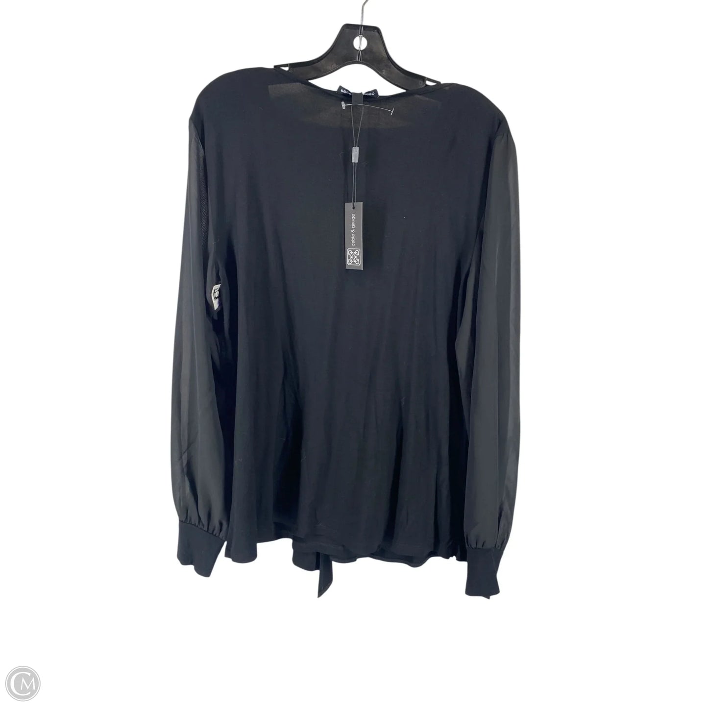 Blouse Long Sleeve By Cable And Gauge In Black, Size: Xl