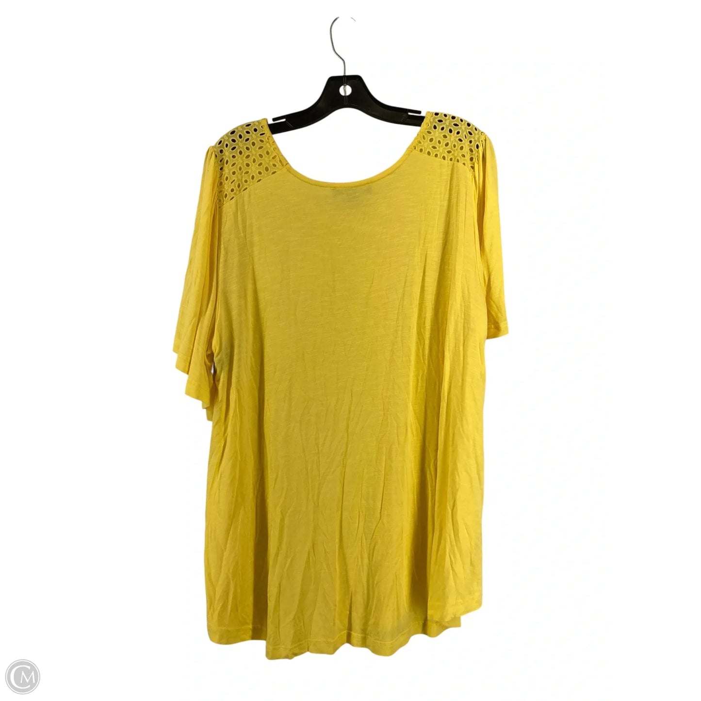 Top Short Sleeve By Suzanne Betro In Yellow, Size: 1x