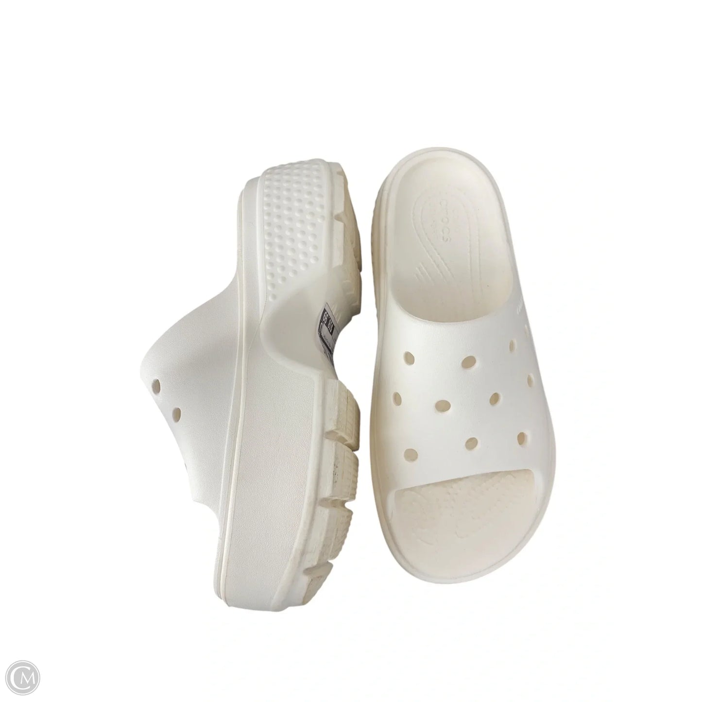 Sandals Heels Platform By Crocs In White, Size: 7