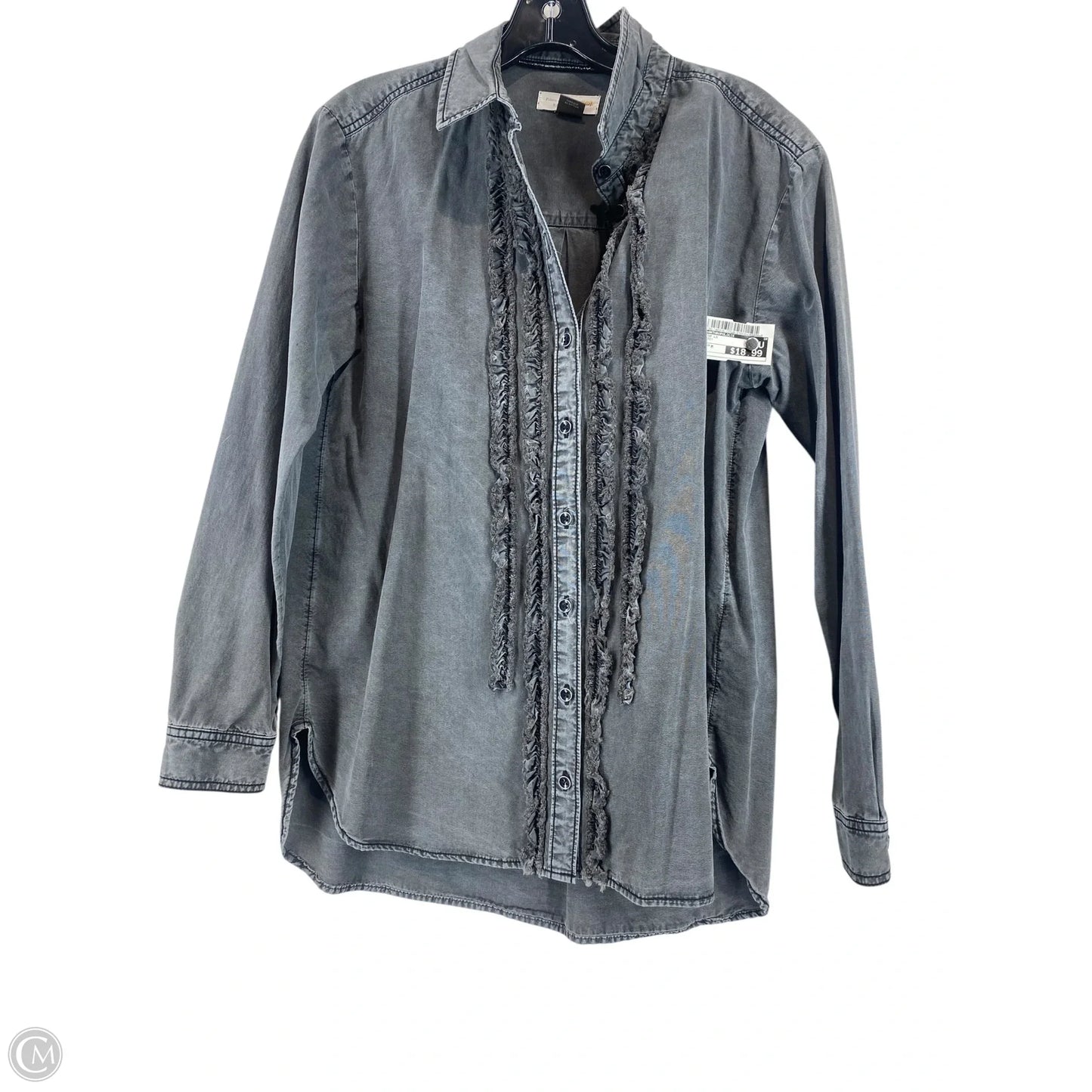 Top Long Sleeve By Anthropologie In Grey, Size: M