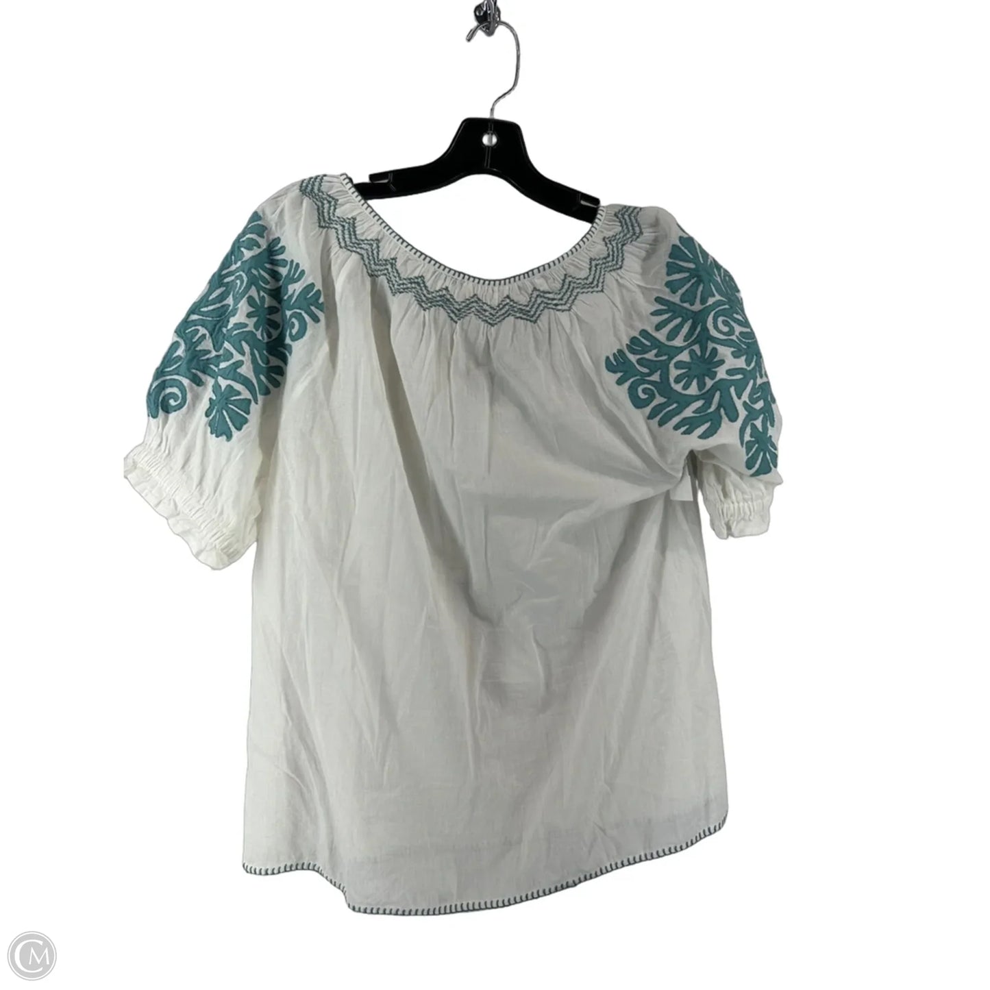 Top Short Sleeve By Sundance In Green & White, Size: M