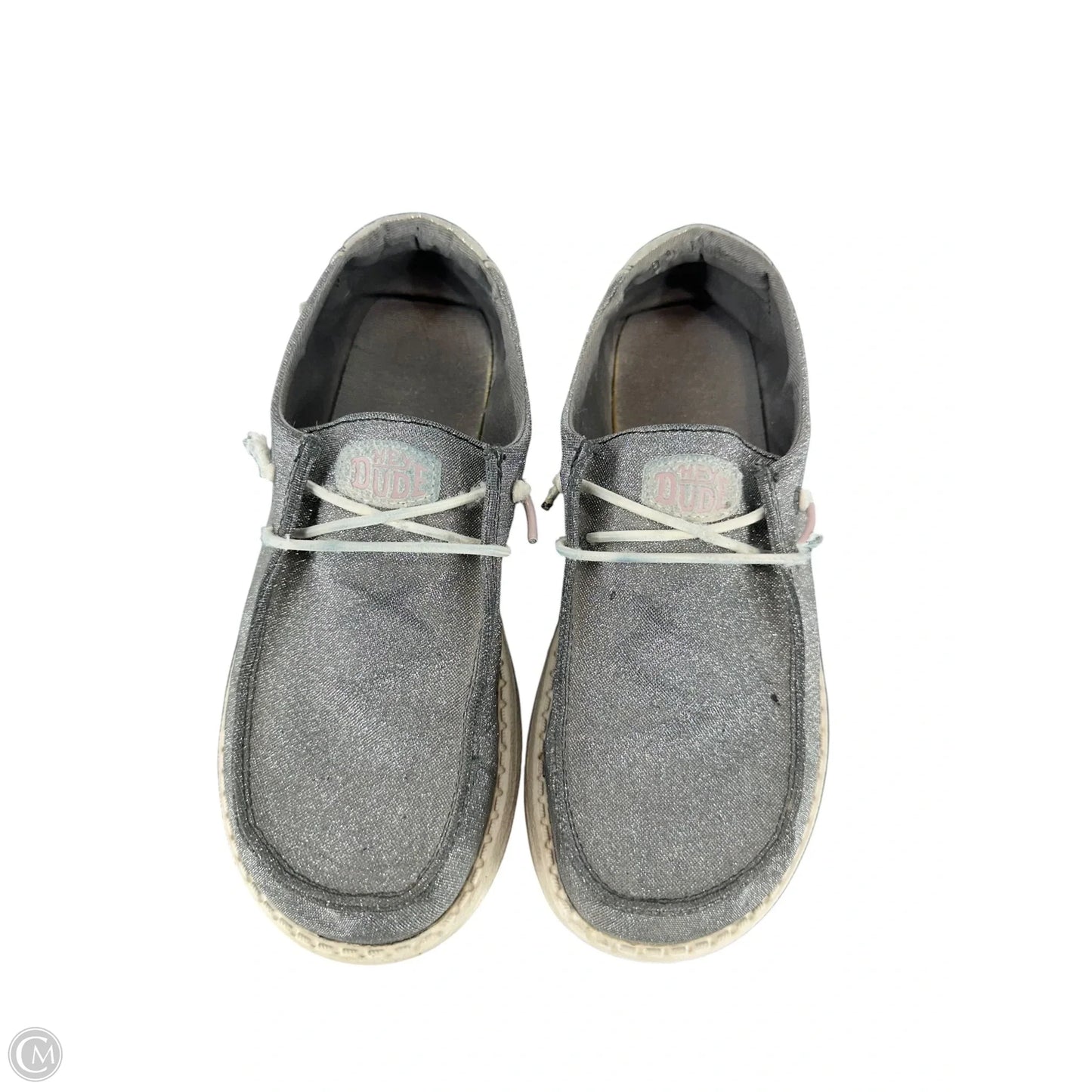 Shoes Flats By Hey Dude In Silver, Size: 7