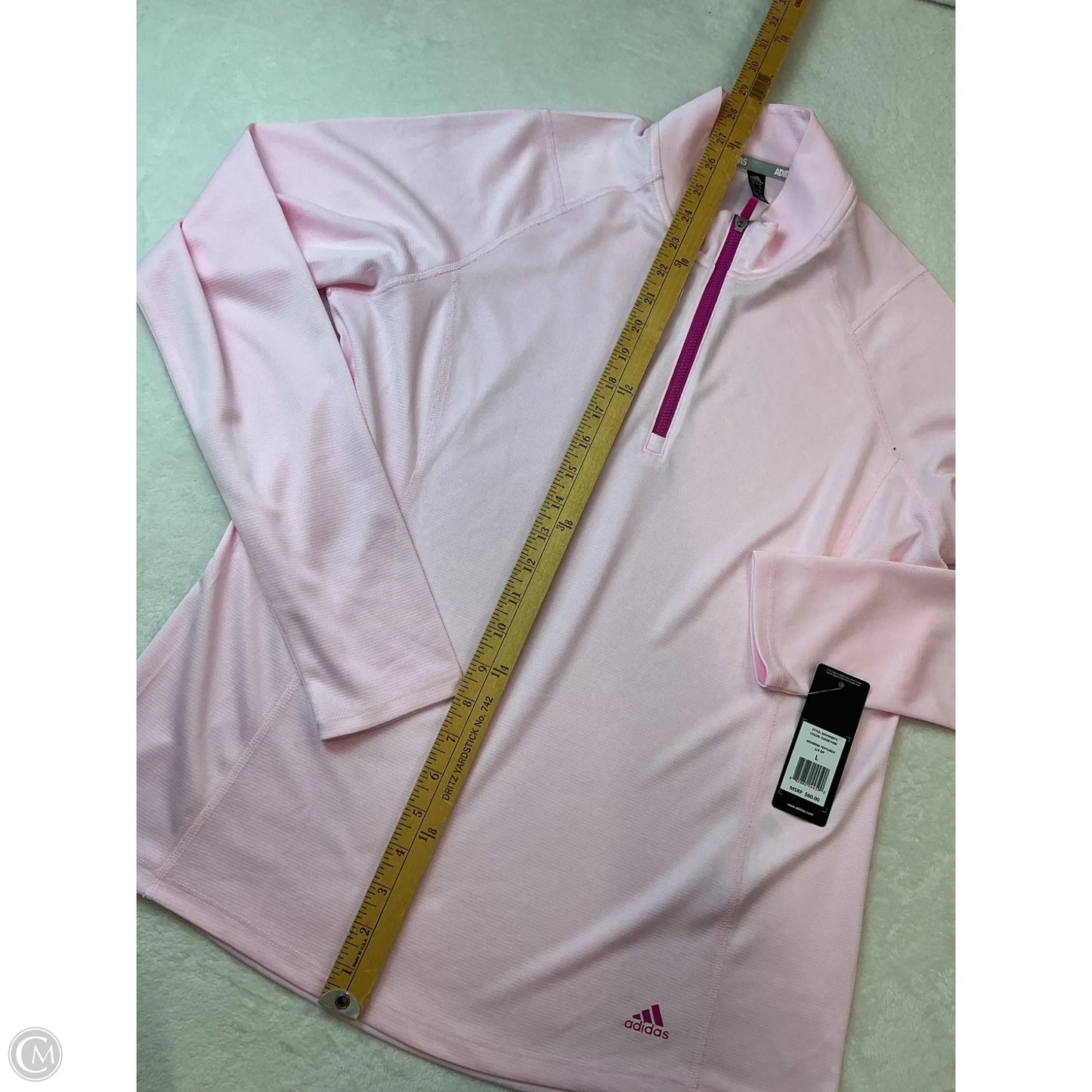 Athletic Top Long Sleeve Collar By Adidas In Pink, Size: L