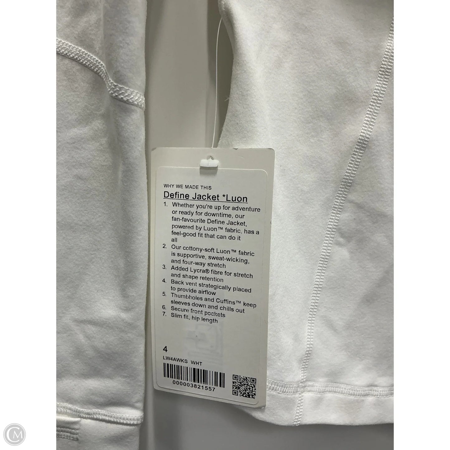Athletic Jacket By Lululemon In White, Size: 4