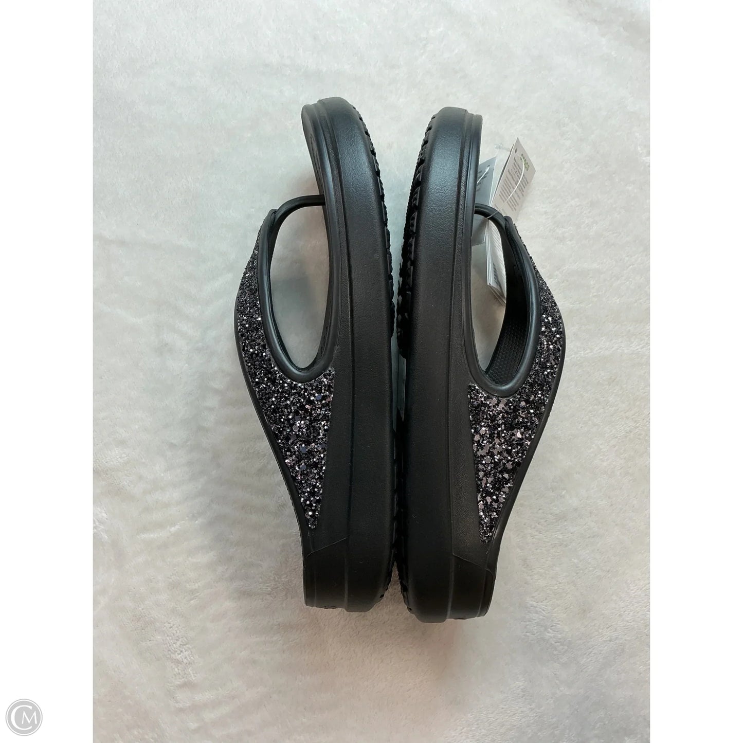 Sandals Flip Flops By Crocs In Black, Size: 10