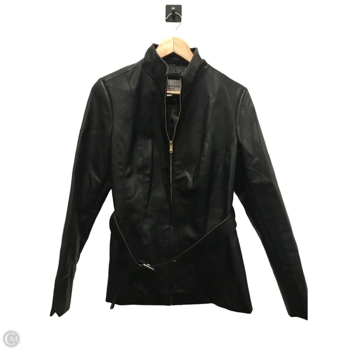 Jacket Leather By Cole-haan In Black, Size: M