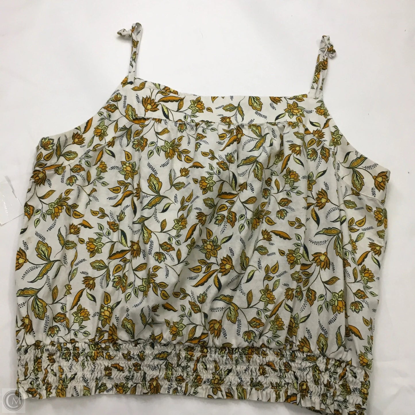 Top Sleeveless By Loft In White & Yellow, Size: Xl