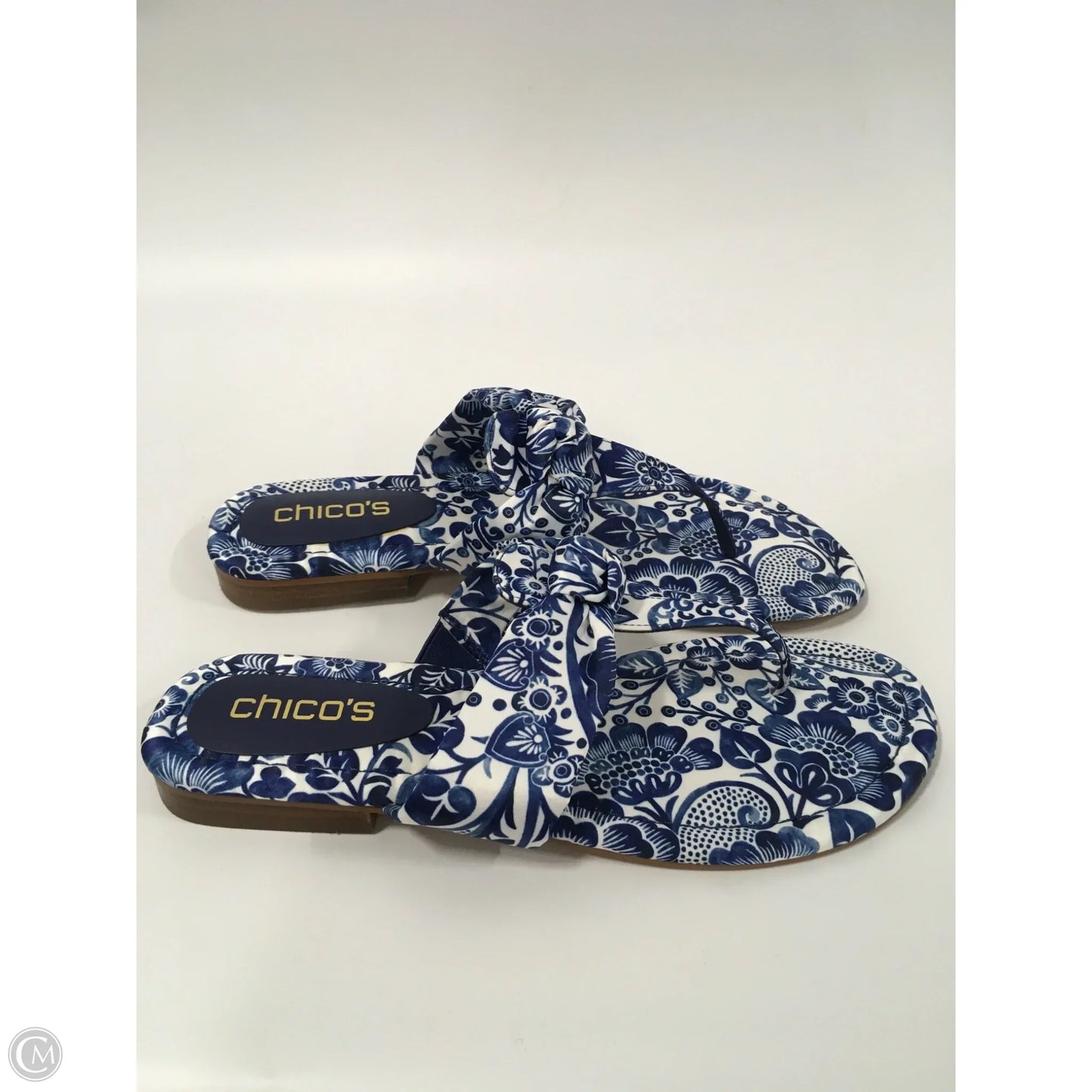 Sandals Flats By Chicos In Blue & White, Size: 9