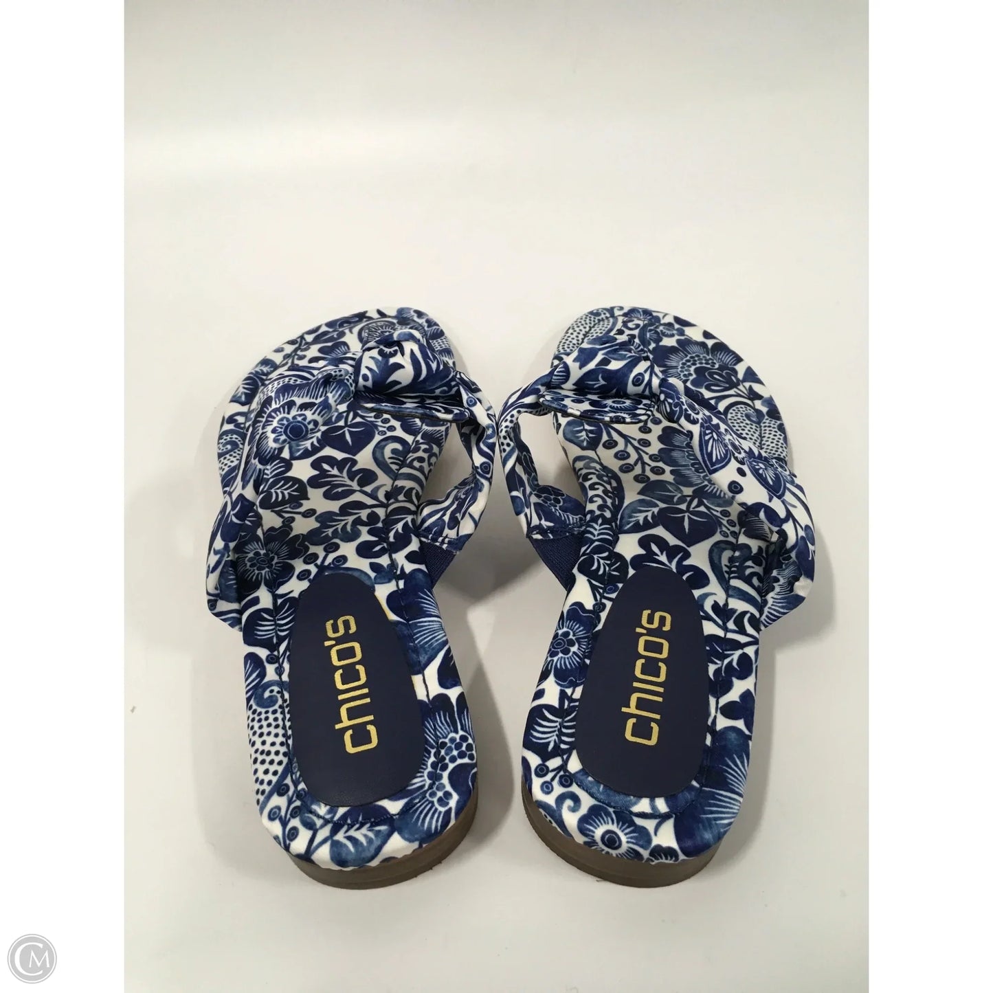 Sandals Flats By Chicos In Blue & White, Size: 9