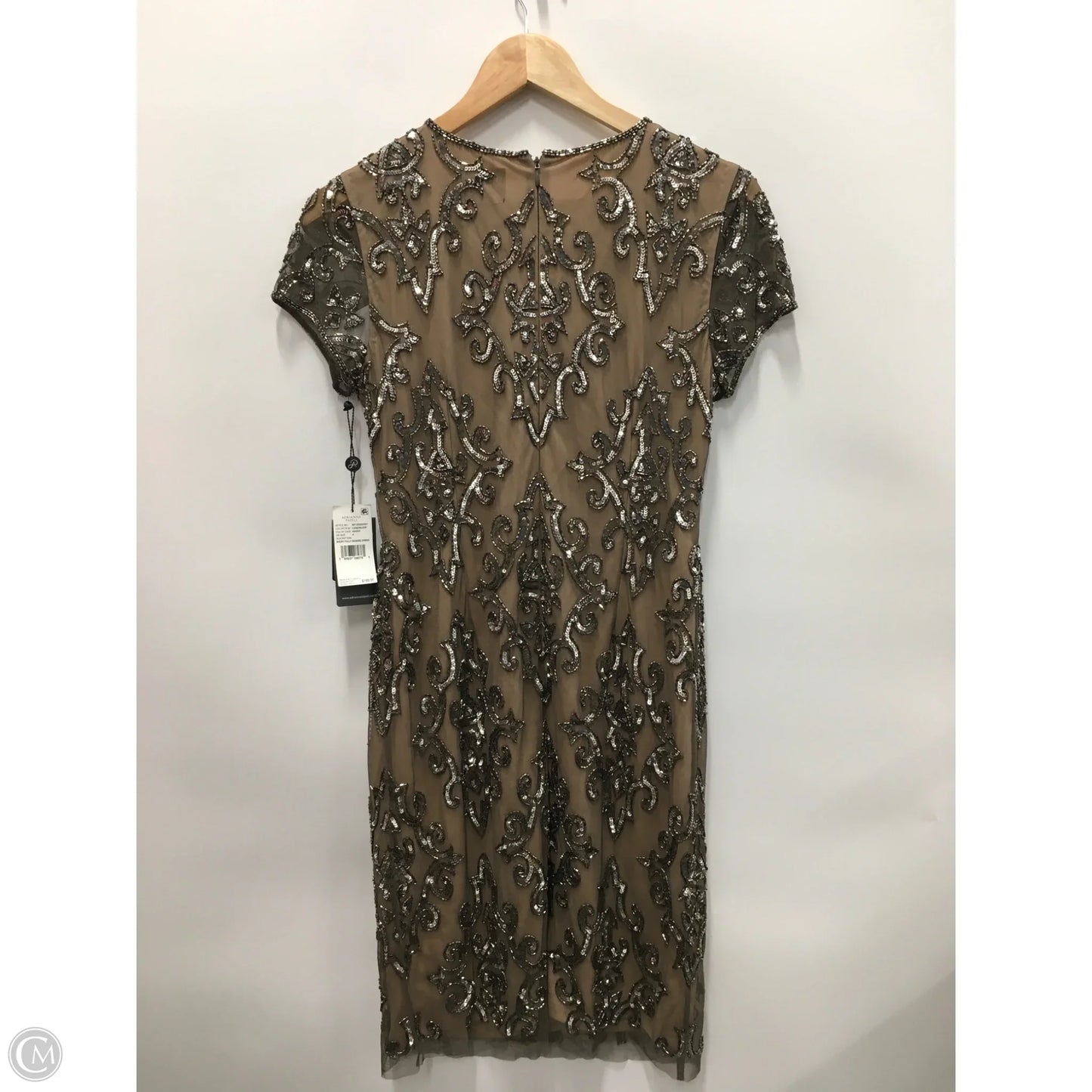 Dress Party Short By Adrianna Papell In Silver & Tan, Size: 4