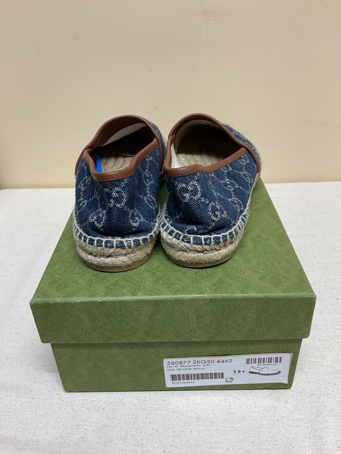 Shoes Luxury Designer By Gucci In Blue Denim, Size:9