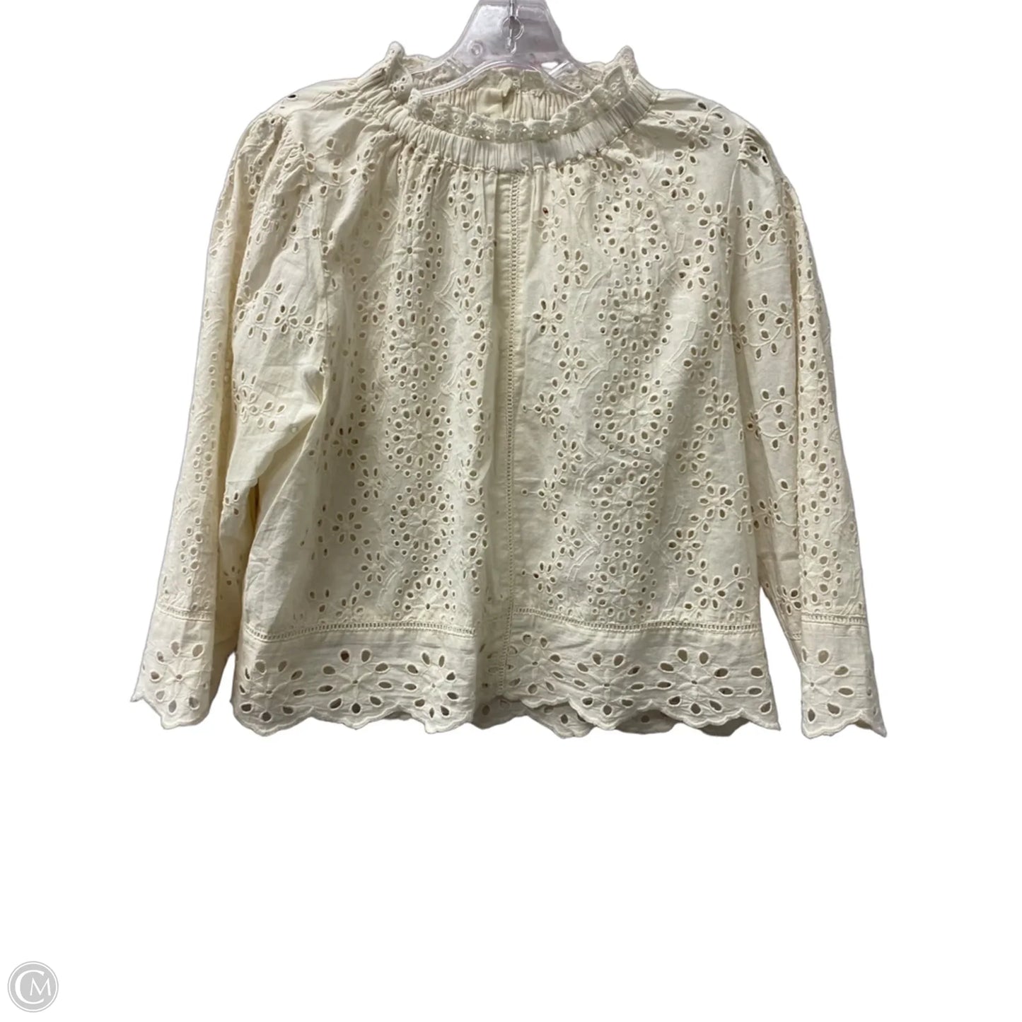Top Long Sleeve By Cme In Cream, Size: L