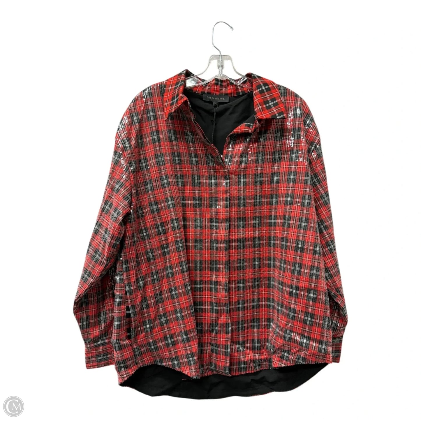 Top Long Sleeve By Dance&Marvel In Black & Red, Size: L