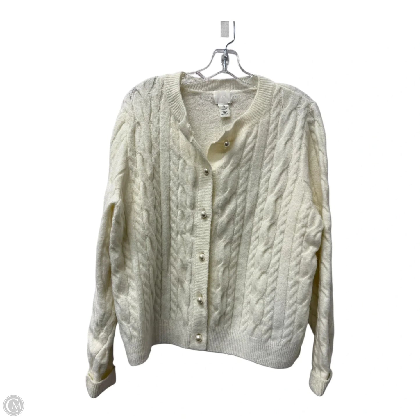 Sweater Cardigan By H&m In Cream, Size: L