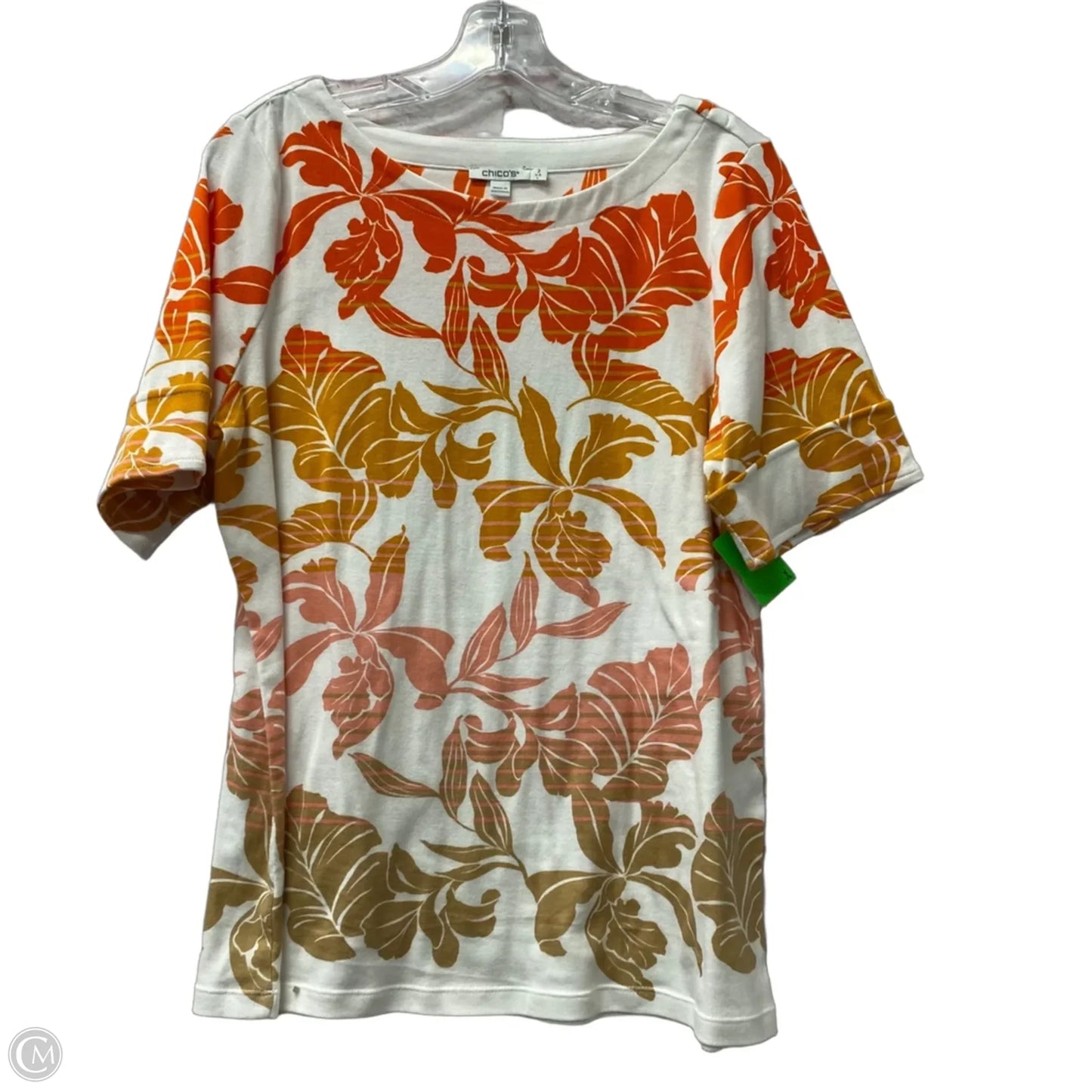 Top Short Sleeve By Chicos In Orange, Size: L