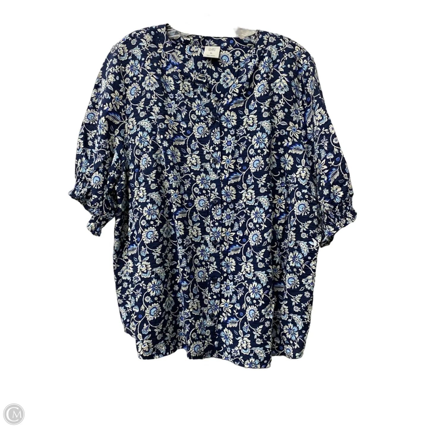 Top Short Sleeve By Croft And Barrow In Blue, Size: Xl