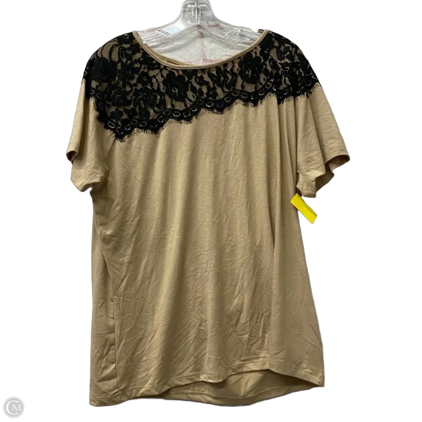 Top Short Sleeve By Roz And Ali In Brown, Size: 1x