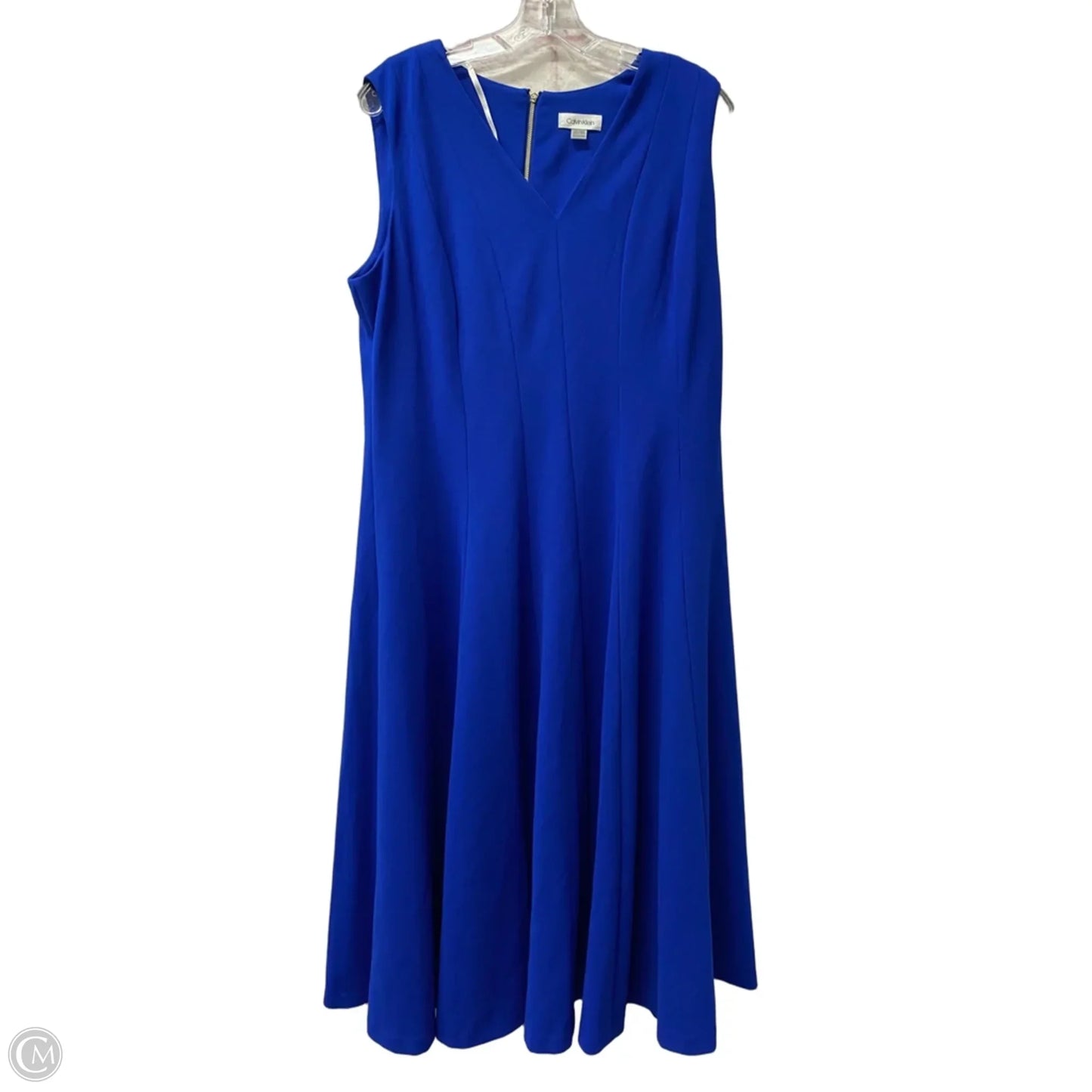 Dress Casual Midi By Calvin Klein In Blue, Size: L