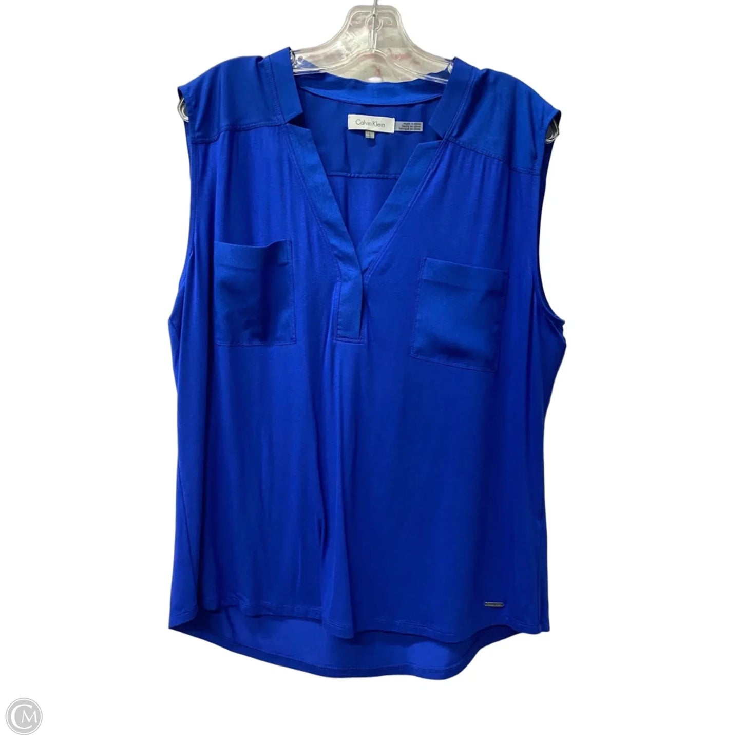 Top Sleeveless By Calvin Klein In Blue, Size: L