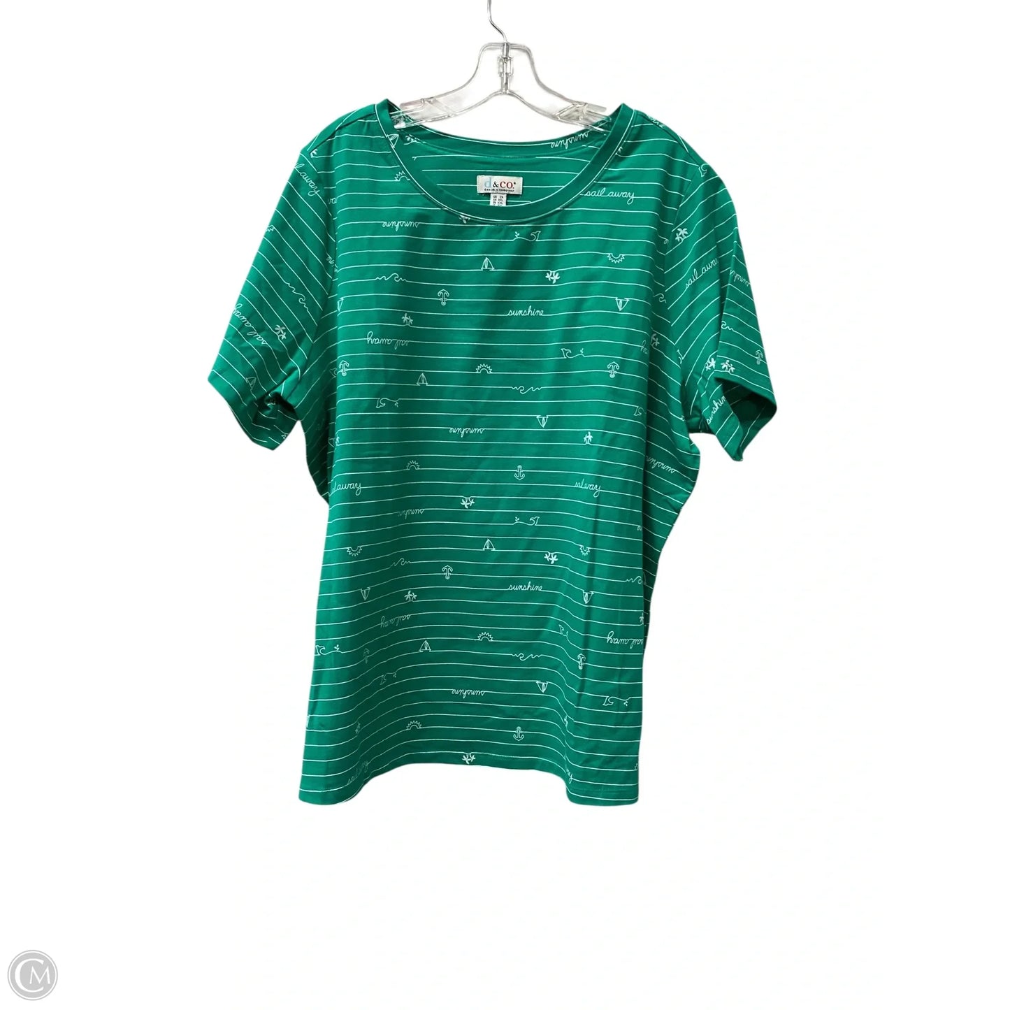 Top Short Sleeve By D&co. In Green, Size: 2x