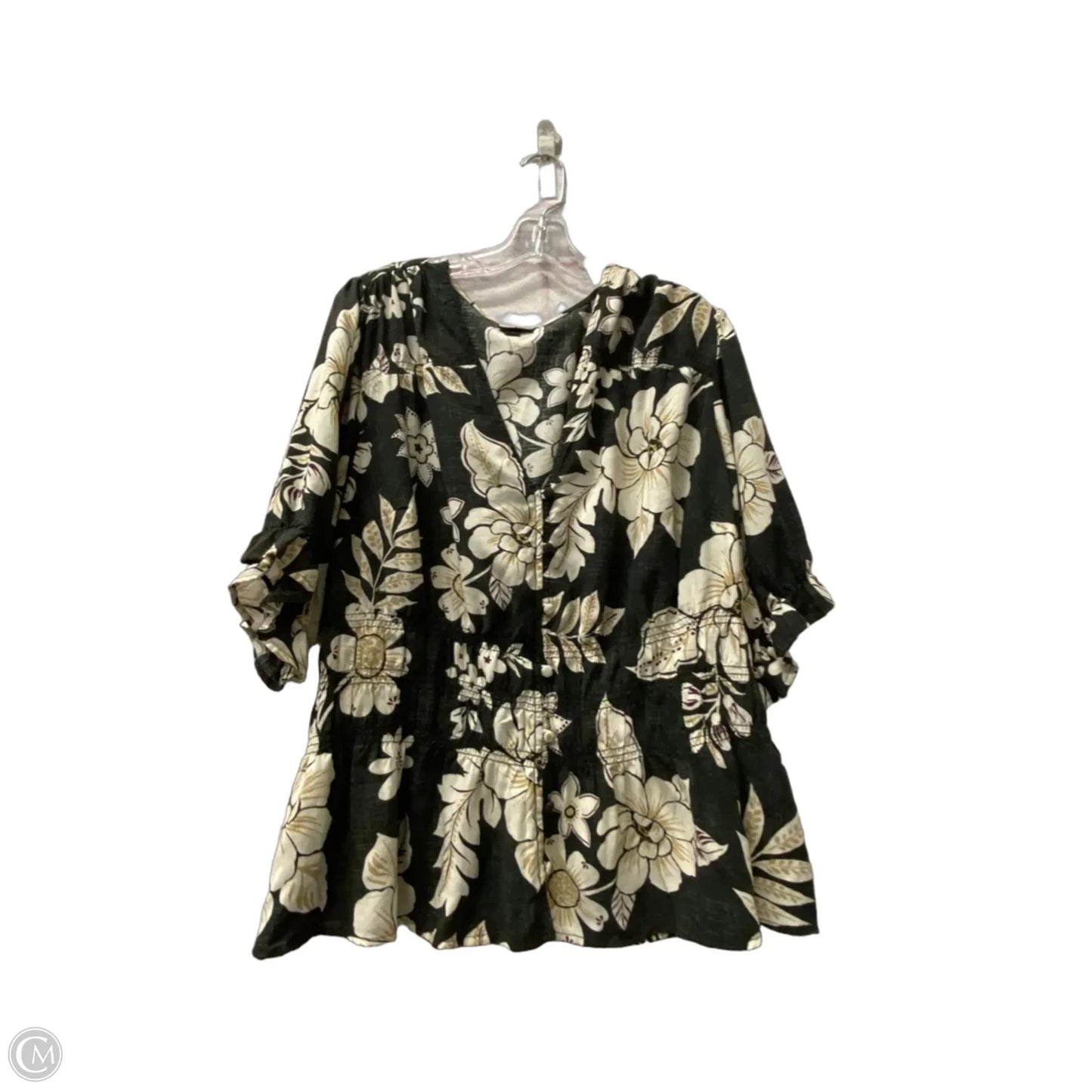 Top 3/4 Sleeve By Torrid In Black & Tan, Size: 2x