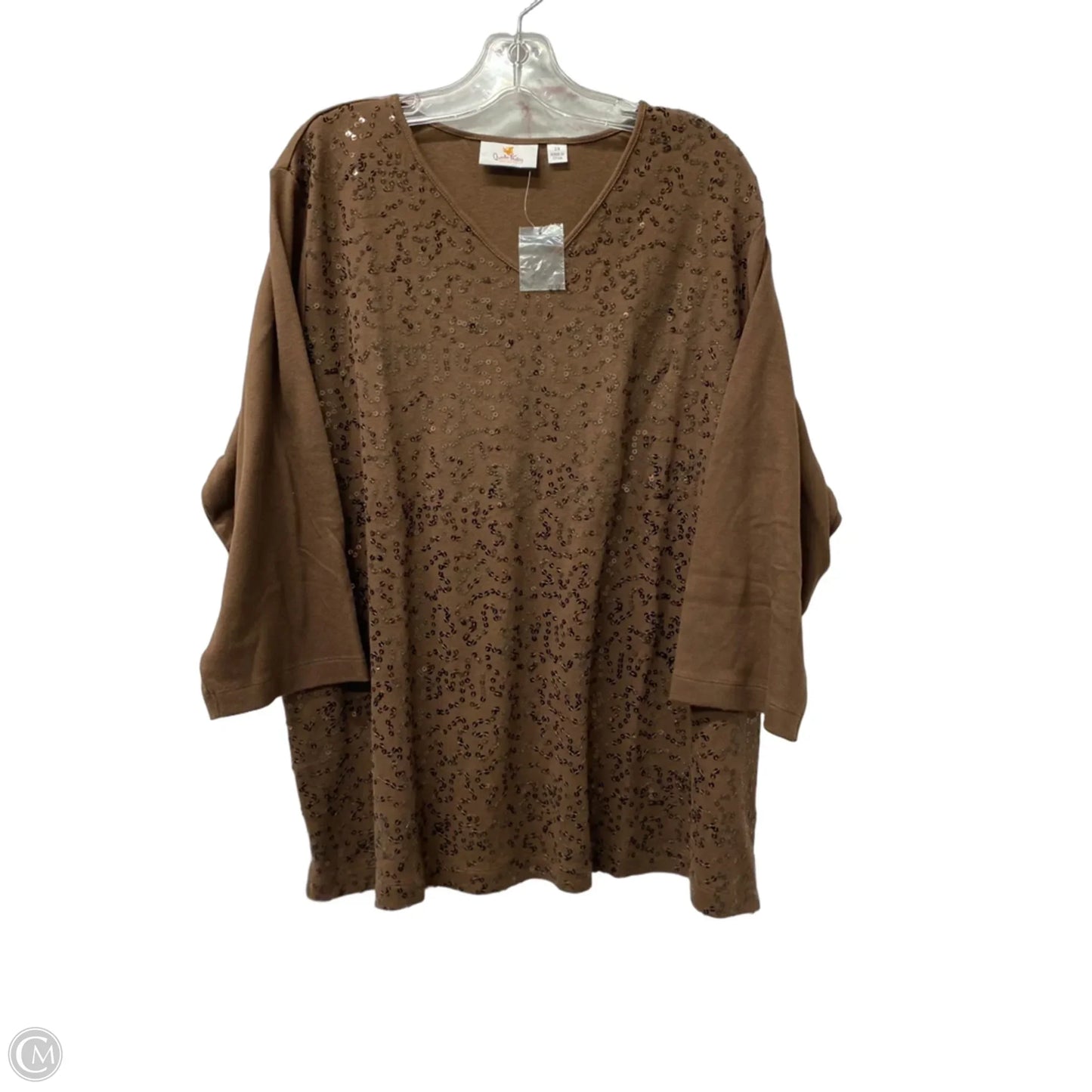 Top Long Sleeve By Quaker Factory In Brown, Size: 2x