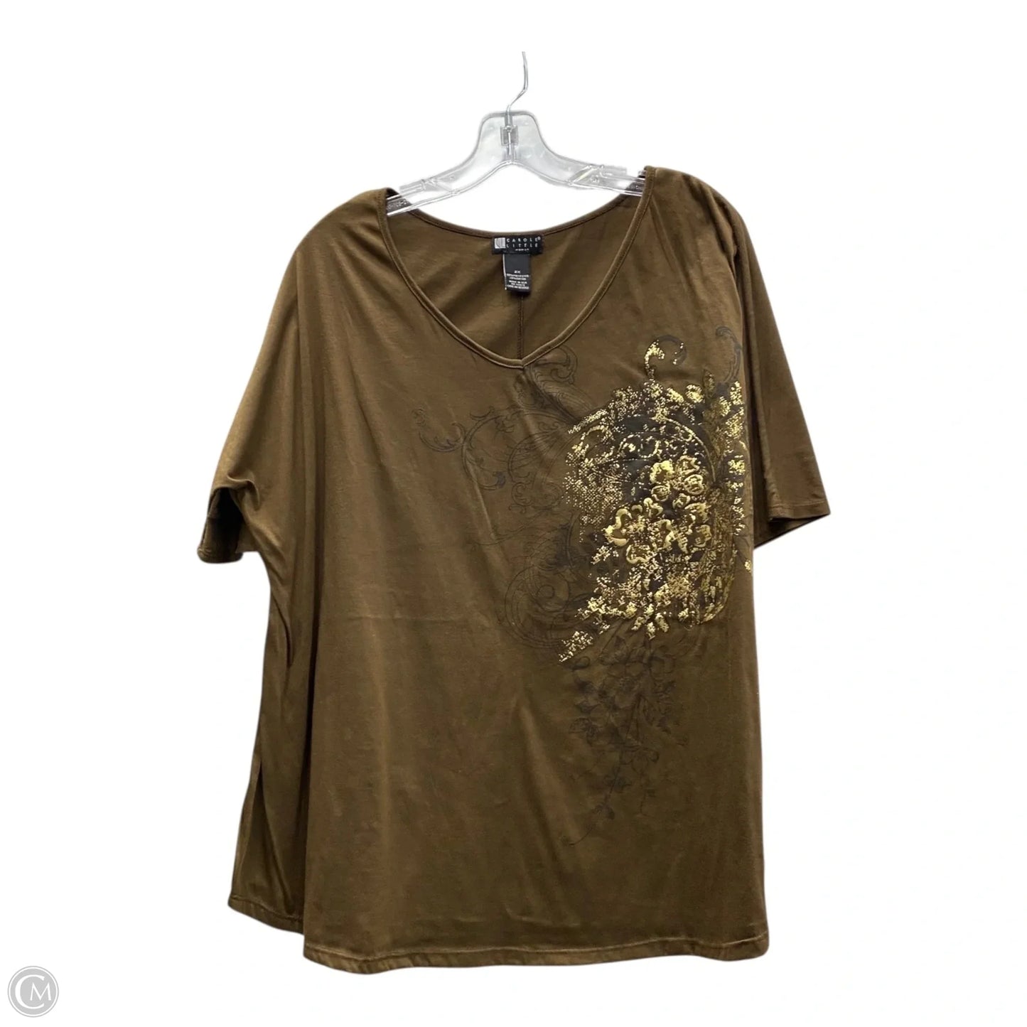 Top Short Sleeve By Carole Little In Brown, Size: 2x
