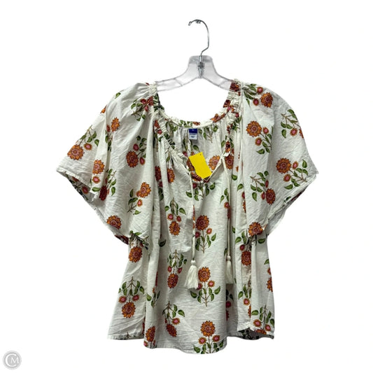 Top 2pc Short Sleeve By Old Navy In Orange & White, Size: Xl