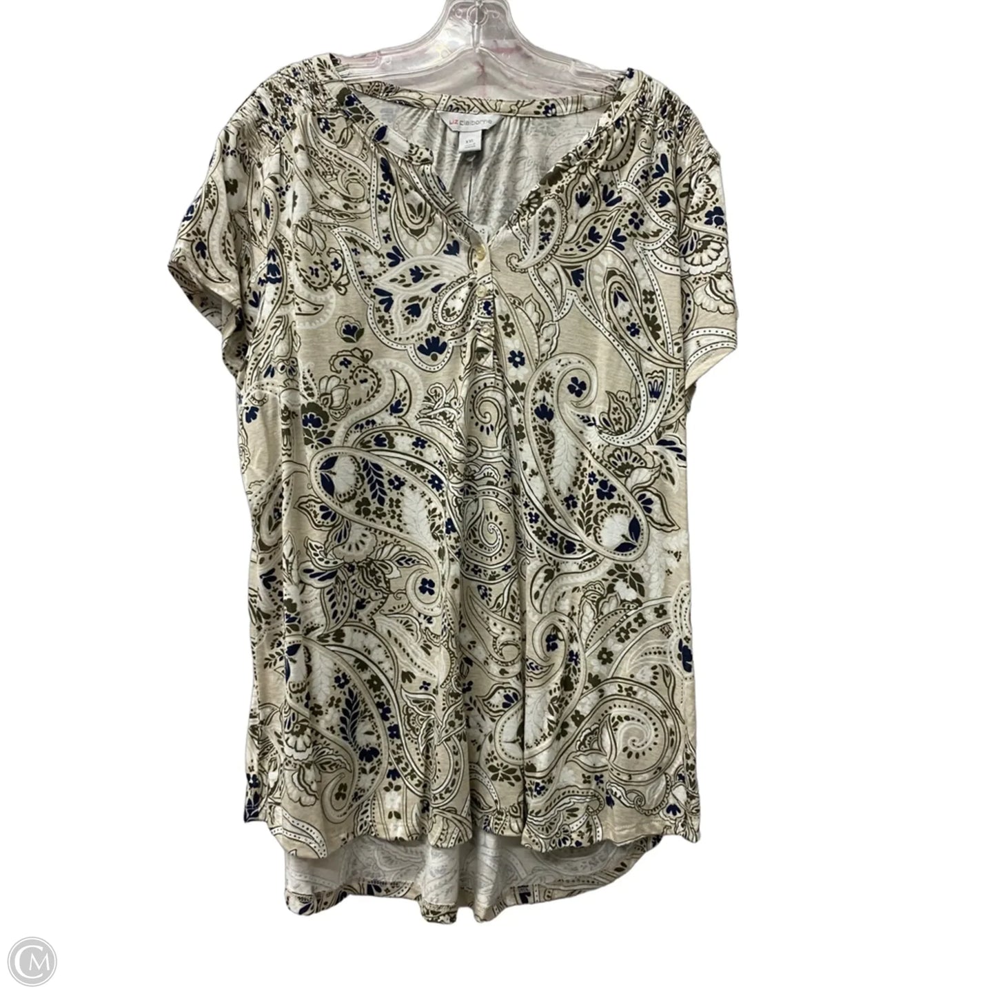 Top Short Sleeve By Liz Claiborne In Tan, Size: 1x
