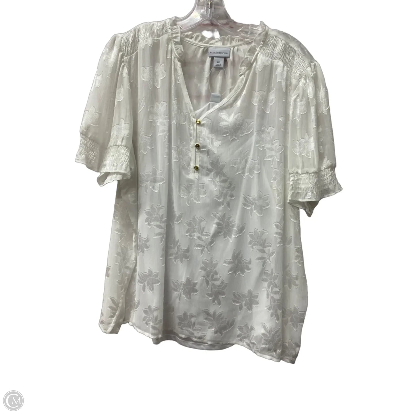 Top Short Sleeve 2pcs By Liz Claiborne In White, Size: 1x