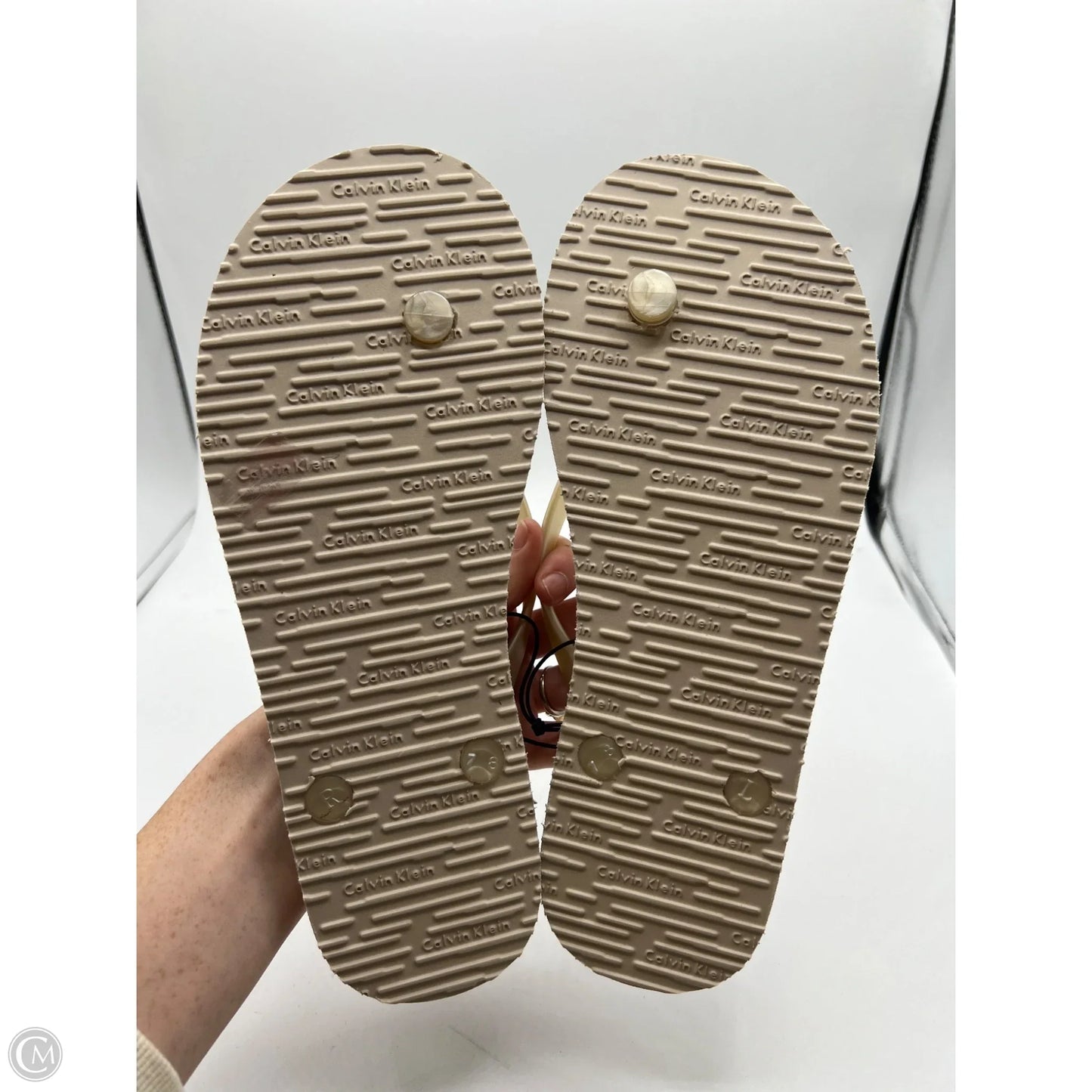 Sandals Flip Flops By Calvin Klein In Tan, Size: 7