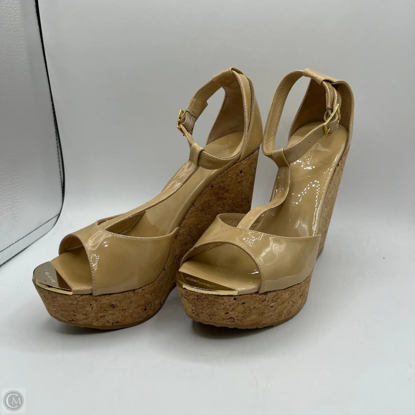 Sandals Luxury Designer By Jimmy Choo In Tan, Size: 9.5
