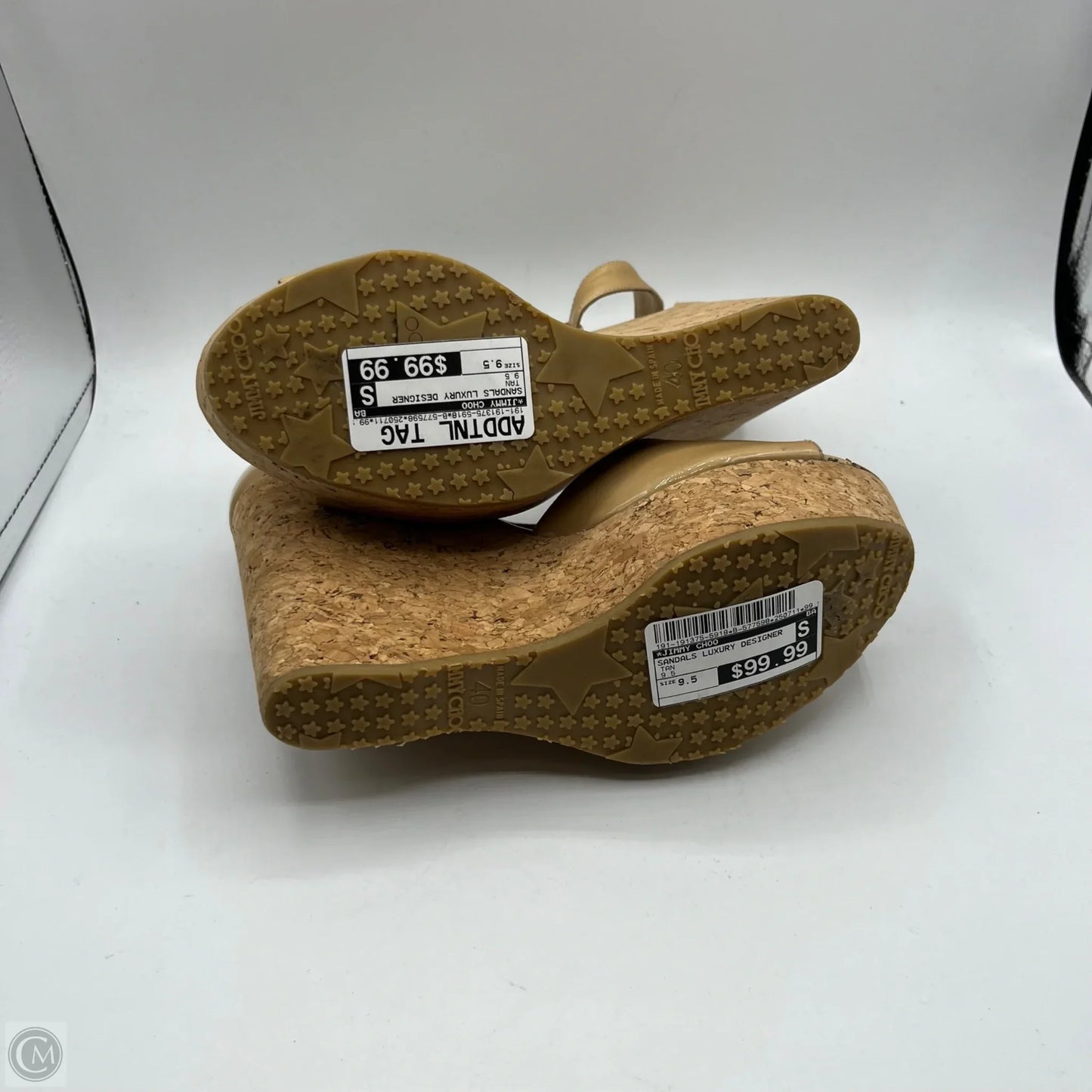 Sandals Luxury Designer By Jimmy Choo In Tan, Size: 9.5